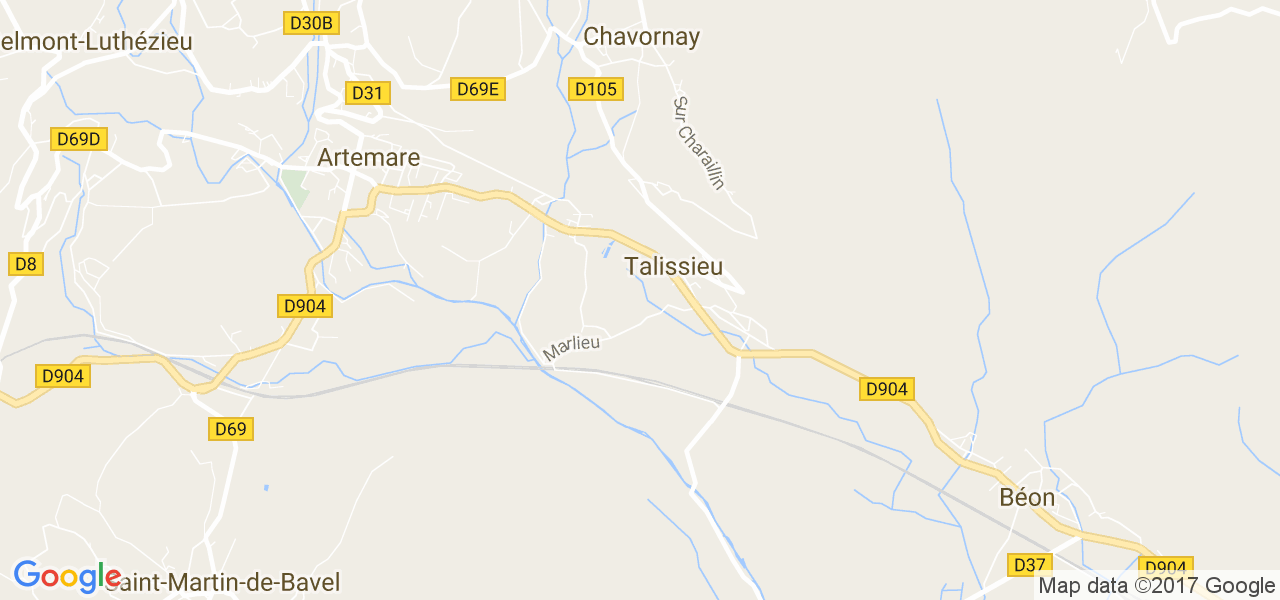 map de la ville de Talissieu