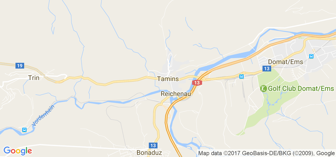 map de la ville de Tamins