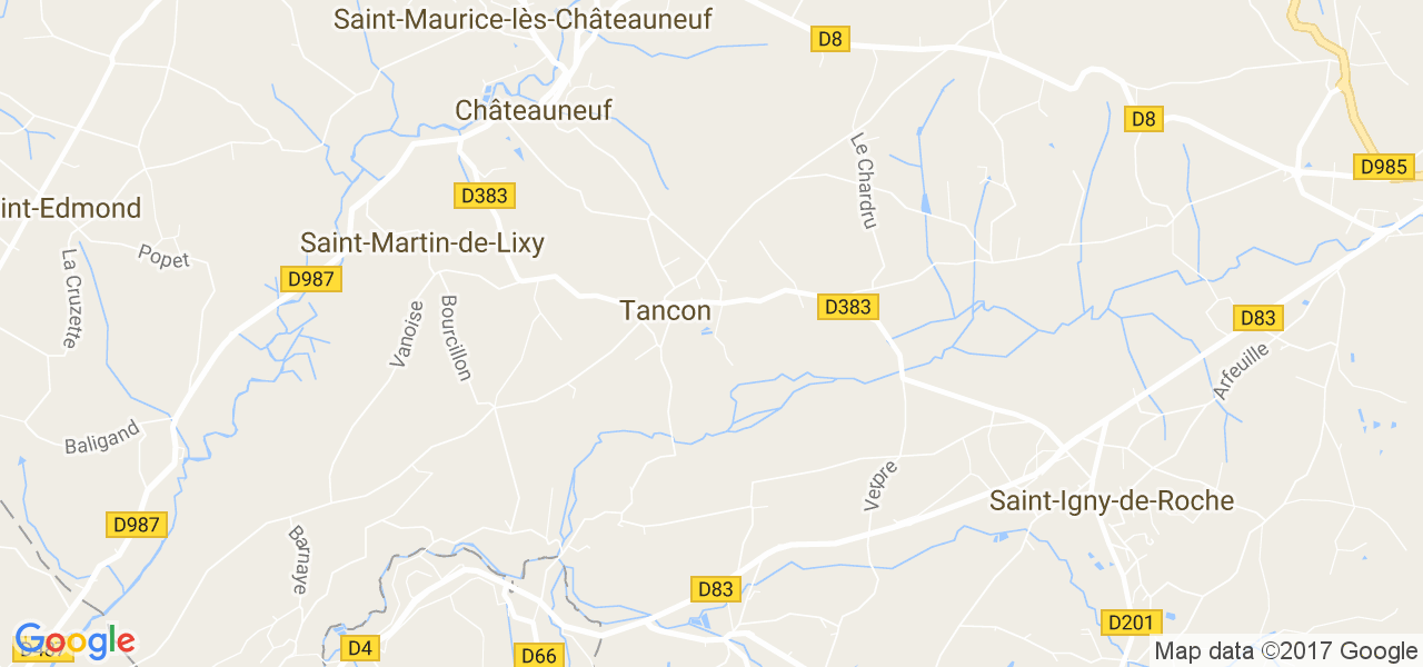 map de la ville de Tancon