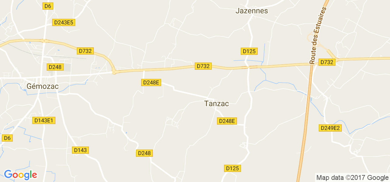 map de la ville de Tanzac