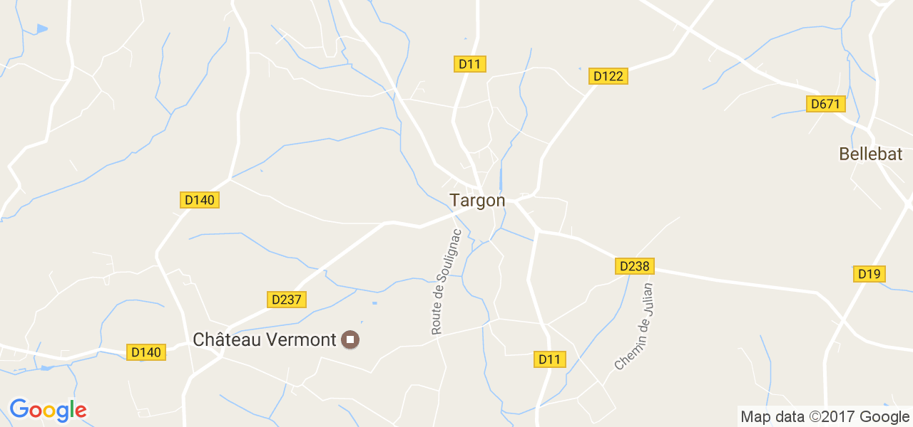 map de la ville de Targon