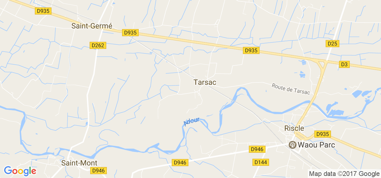 map de la ville de Tarsac