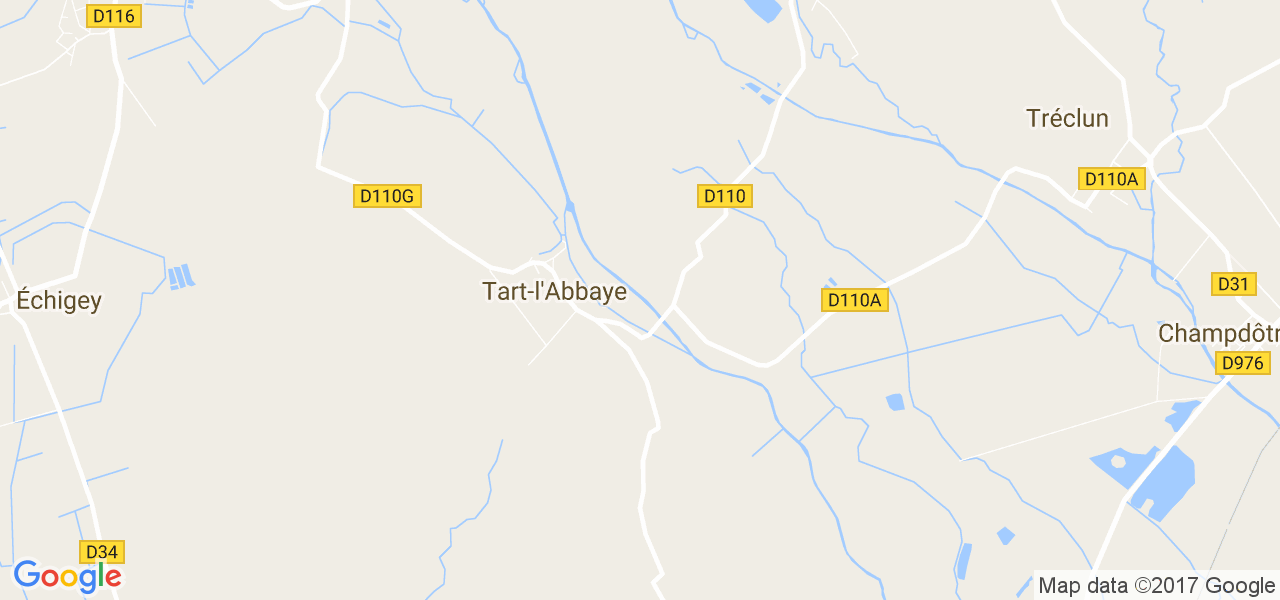 map de la ville de Tart-l'Abbaye