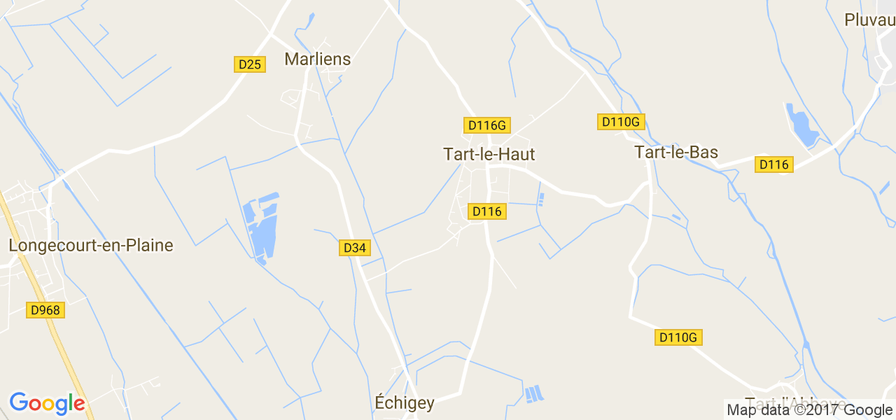 map de la ville de Tart-le-Haut