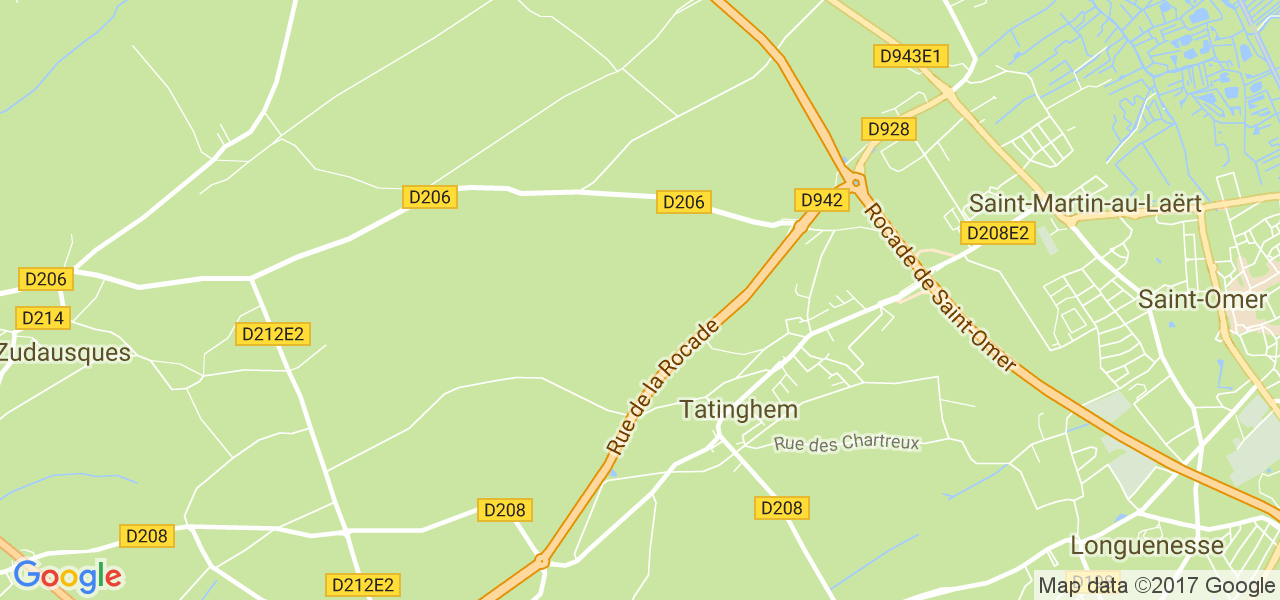 map de la ville de Tatinghem