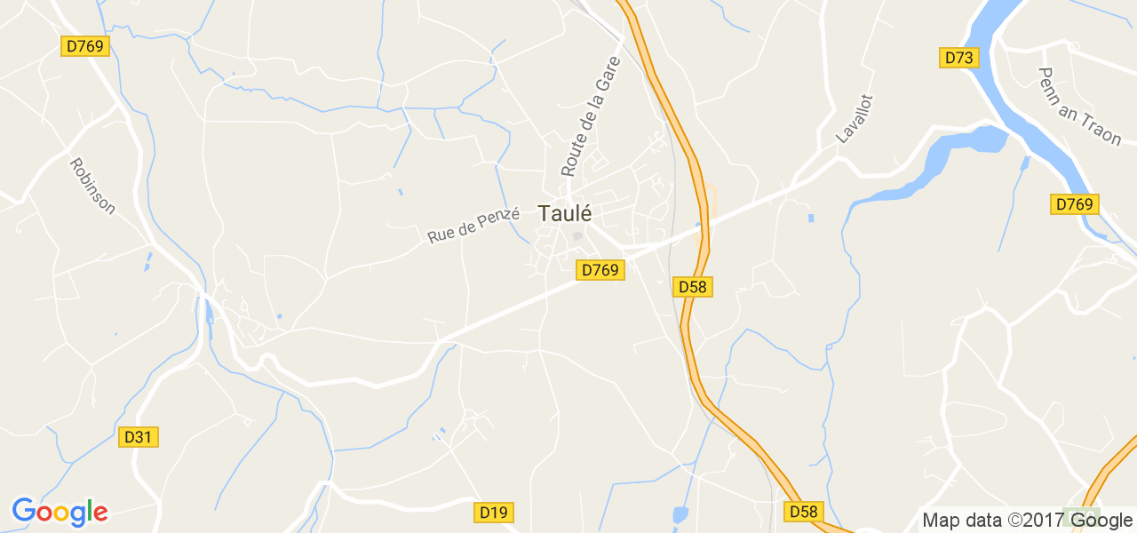 map de la ville de Taulé