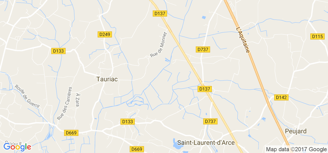 map de la ville de Tauriac