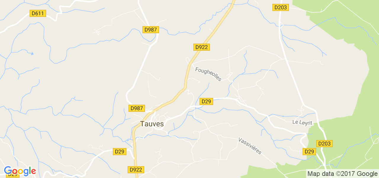 map de la ville de Tauves