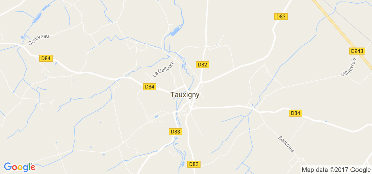 map de la ville de Tauxigny