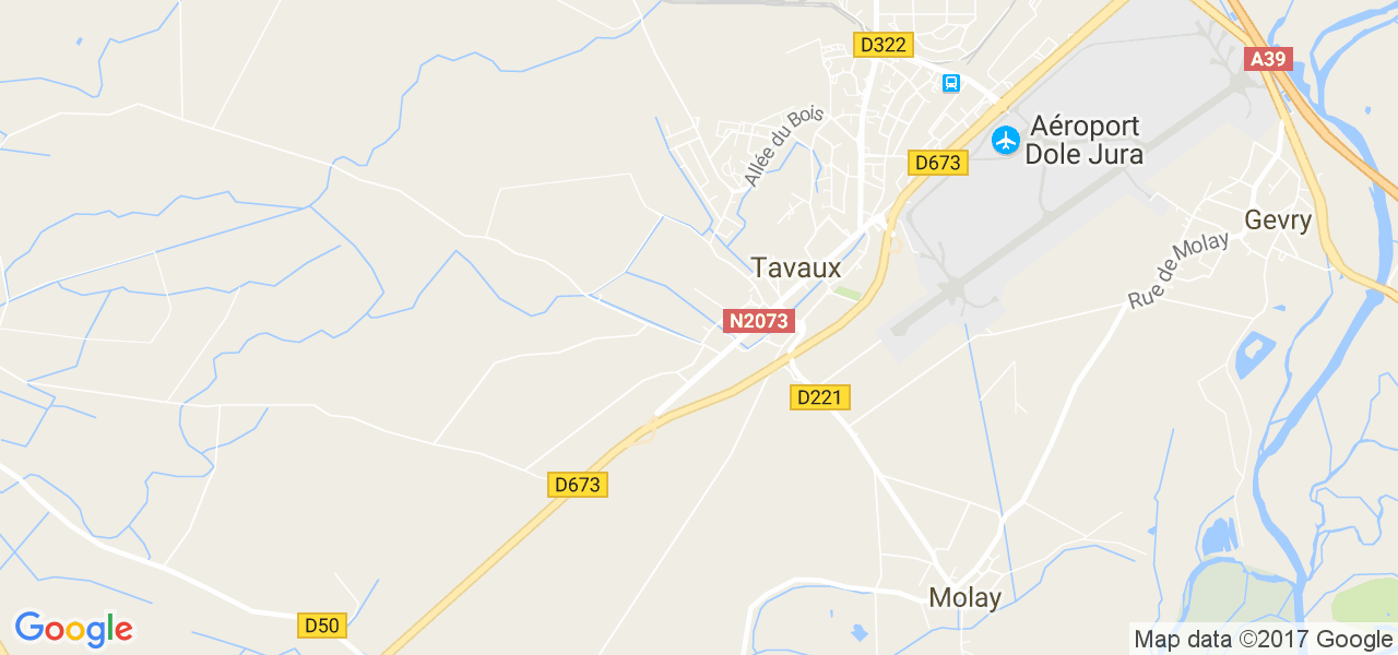 map de la ville de Tavaux