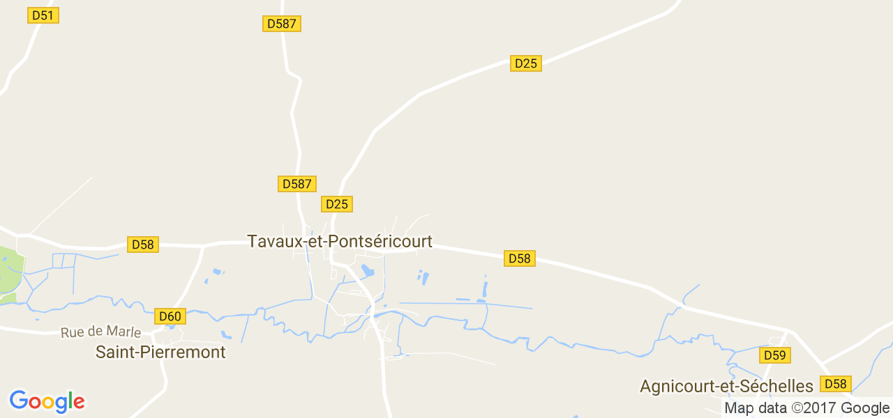 map de la ville de Tavaux-et-Pontséricourt