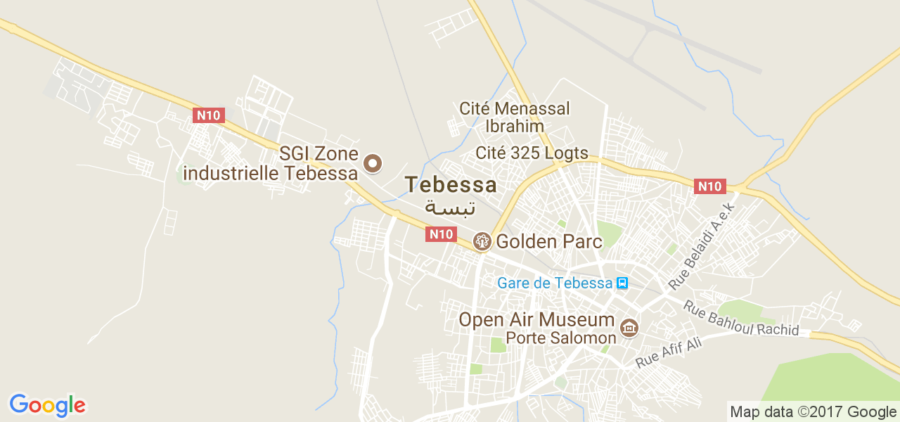 map de la ville de Tébessa