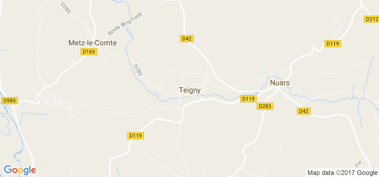 map de la ville de Teigny