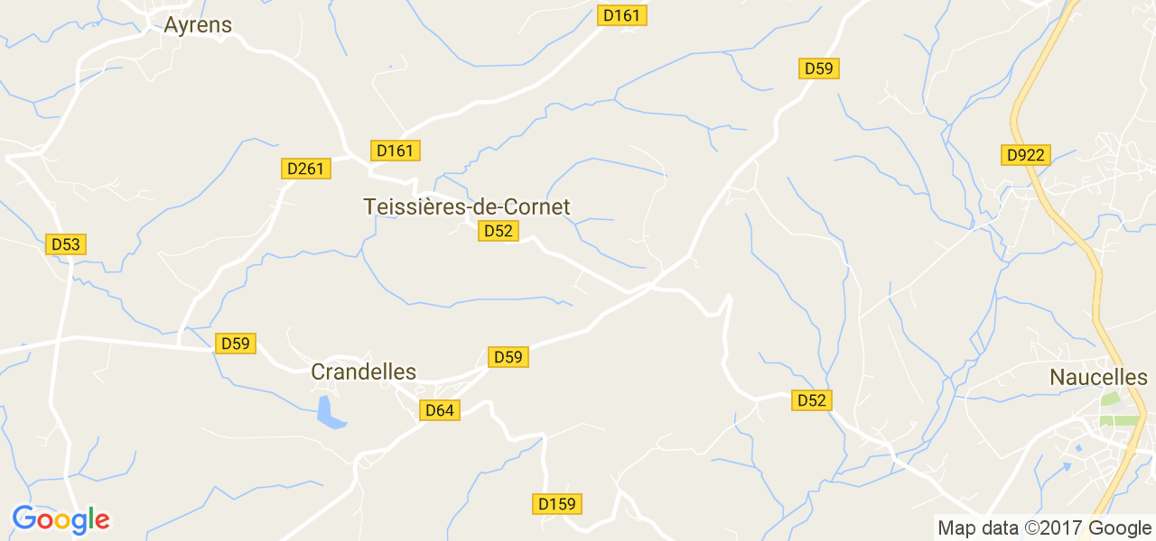 map de la ville de Teissières-de-Cornet