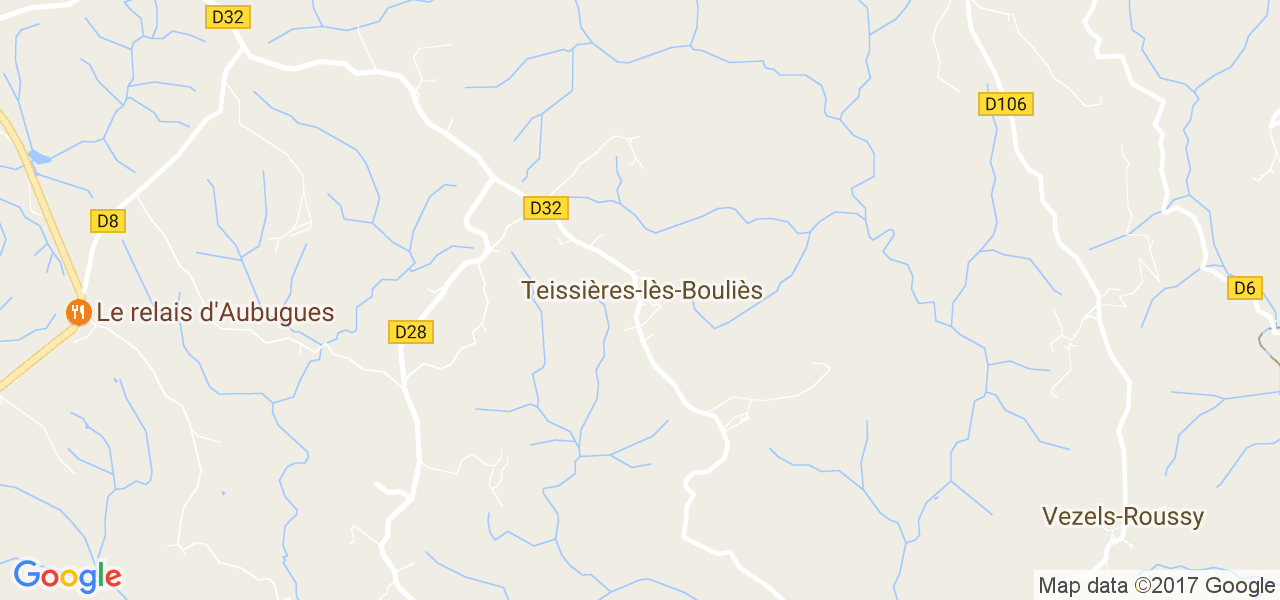 map de la ville de Teissières-lès-Bouliès