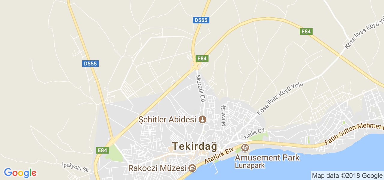 map of the city of Tekirdag