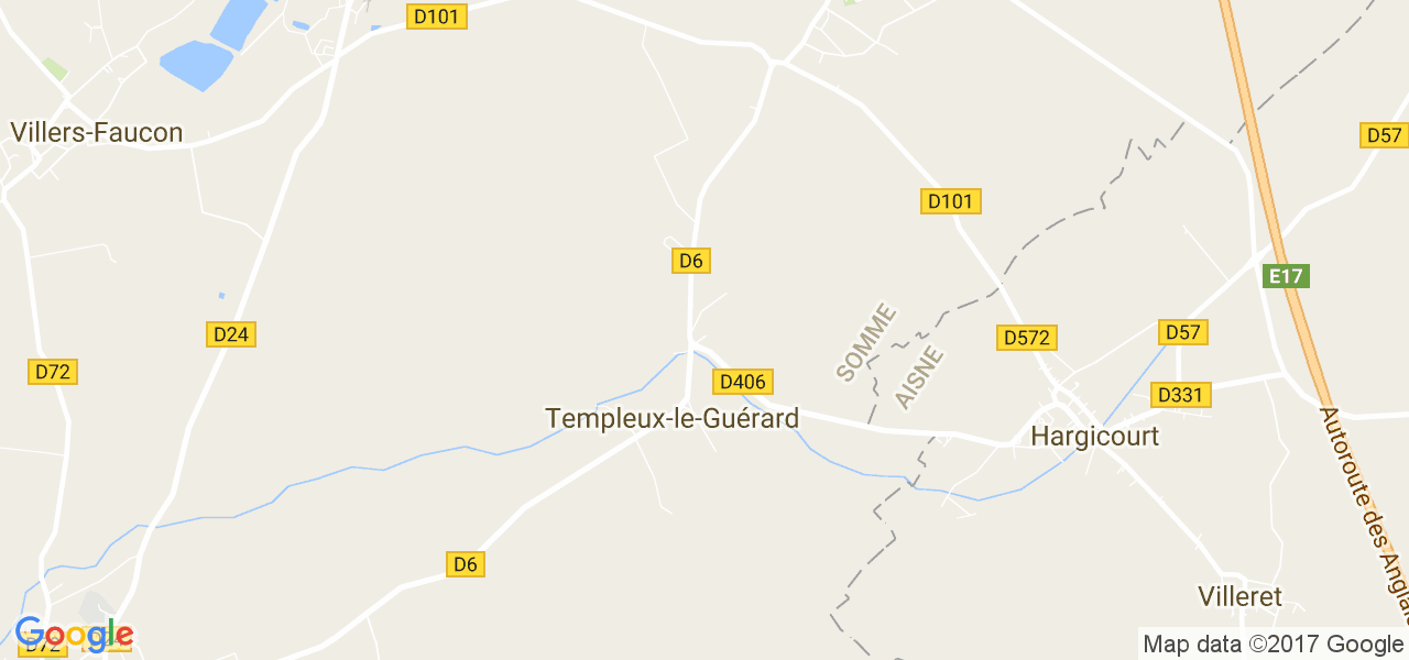 map de la ville de Templeux-le-Guérard