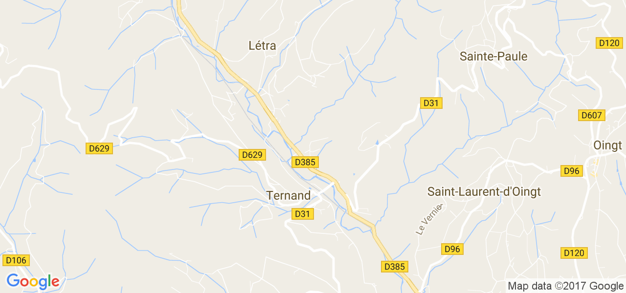 map de la ville de Ternand