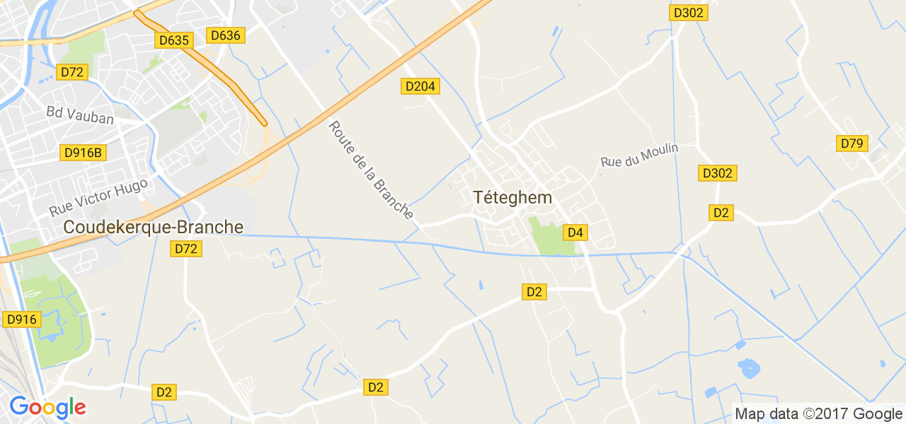 map de la ville de Téteghem