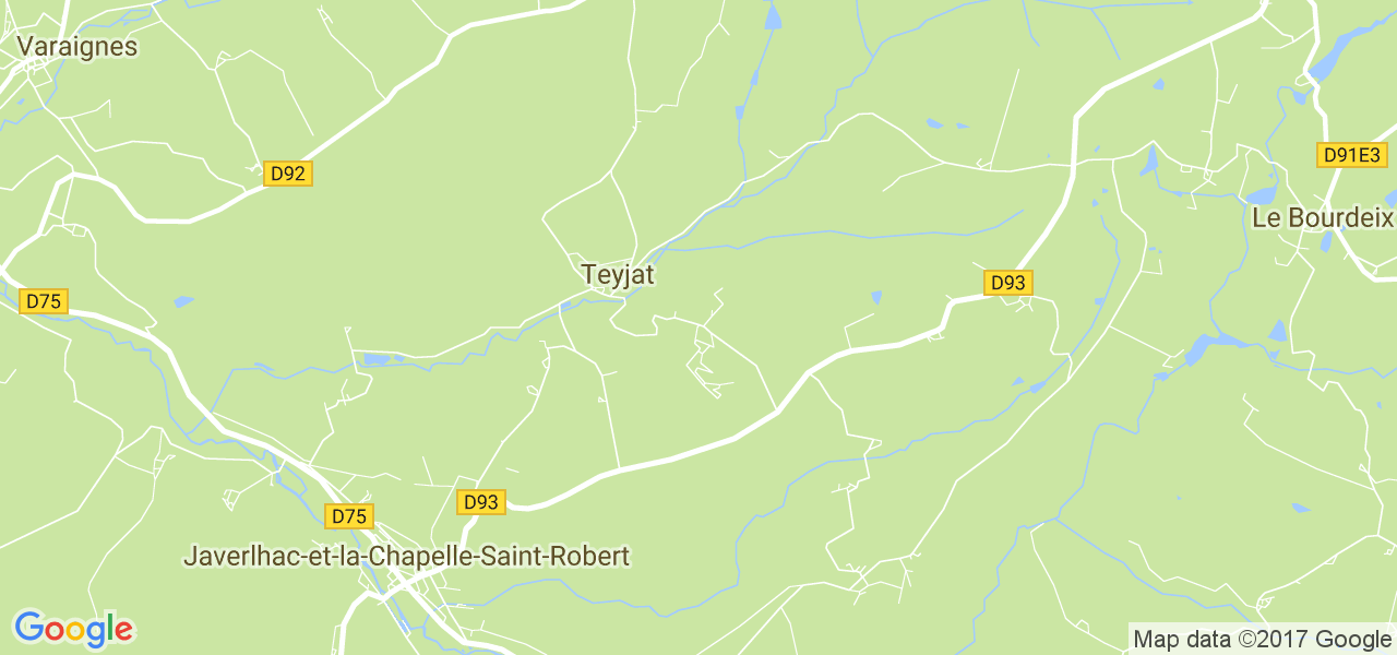 map de la ville de Teyjat