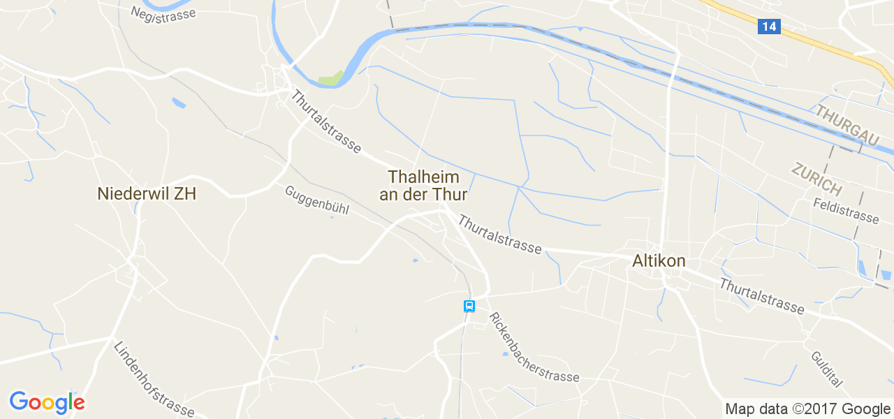 map de la ville de Thalheim an der Thur