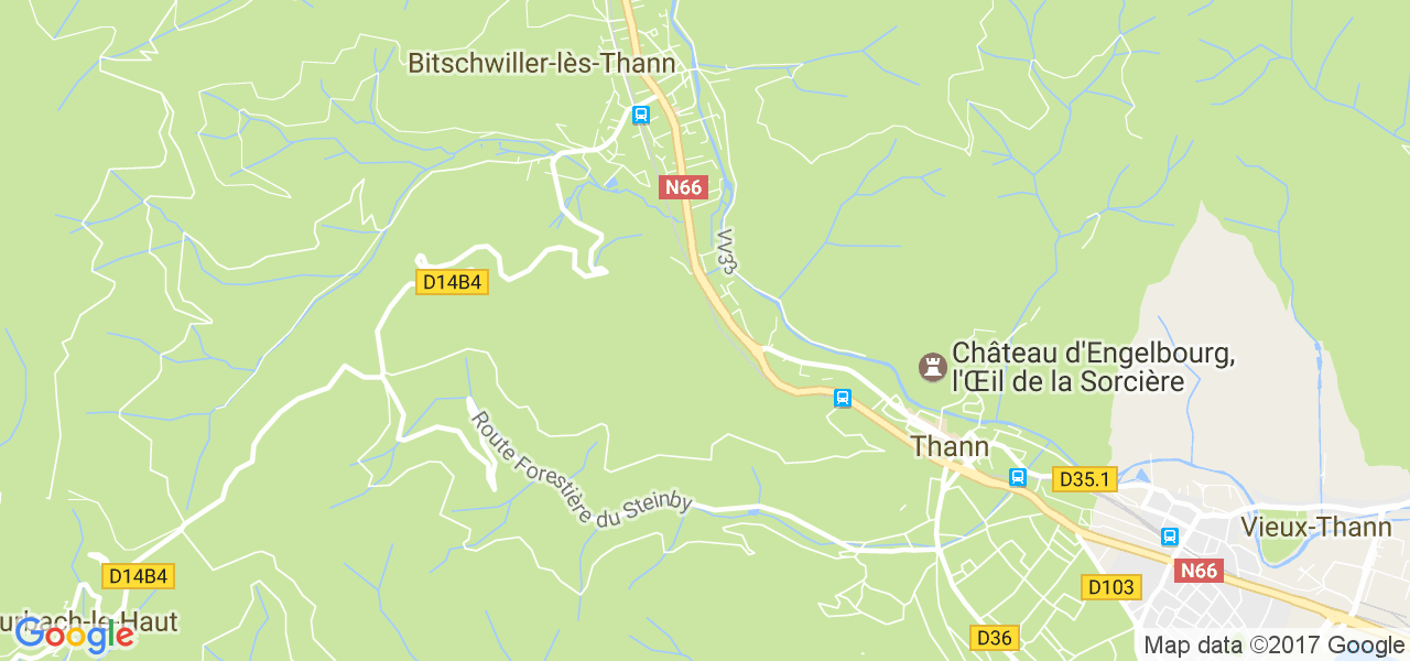 map de la ville de Thann