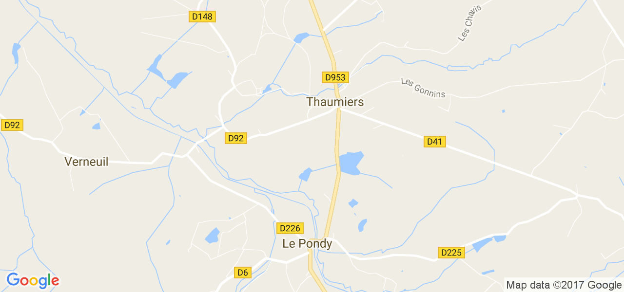 map de la ville de Thaumiers