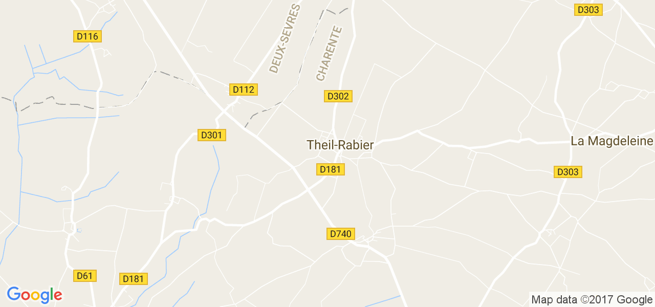 map de la ville de Theil-Rabier