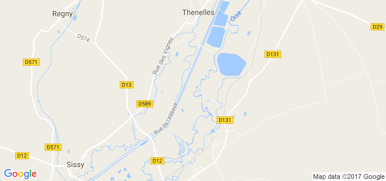 map de la ville de Thenelles