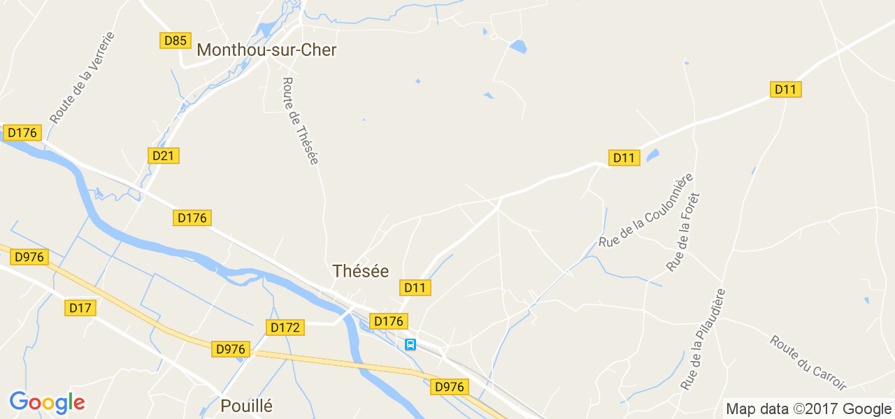 map de la ville de Thésée