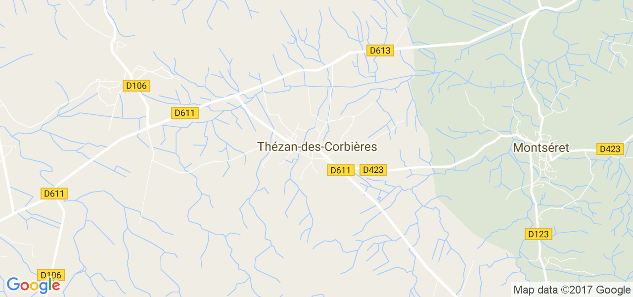 map de la ville de Thézan-des-Corbières