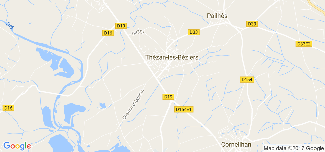 map de la ville de Thézan-lès-Béziers