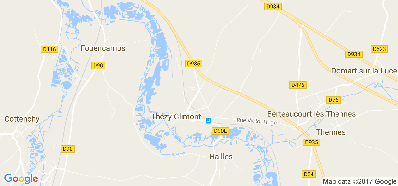 map de la ville de Thézy-Glimont