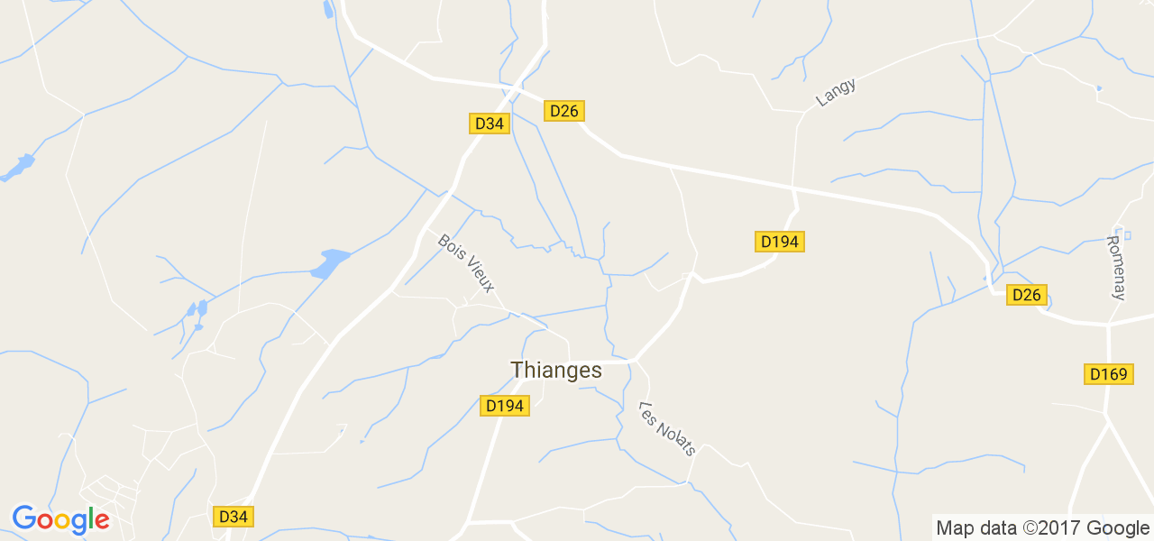 map de la ville de Thianges