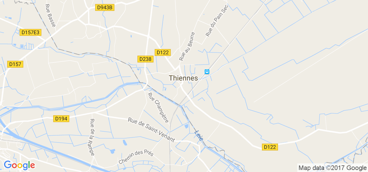 map de la ville de Thiennes