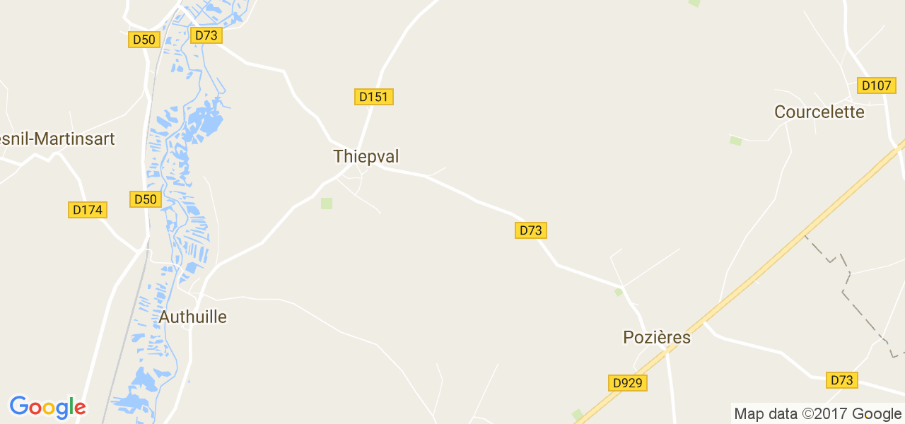 map de la ville de Thiepval
