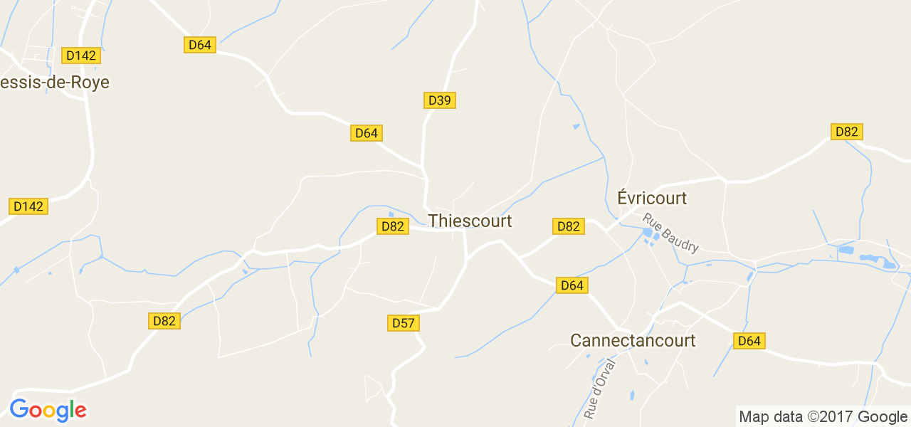 map de la ville de Thiescourt