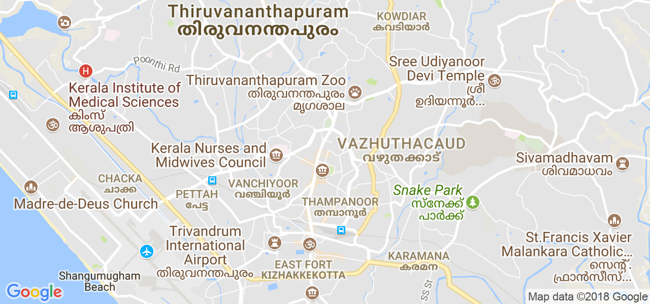 map de la ville de Thiruvananthapuram