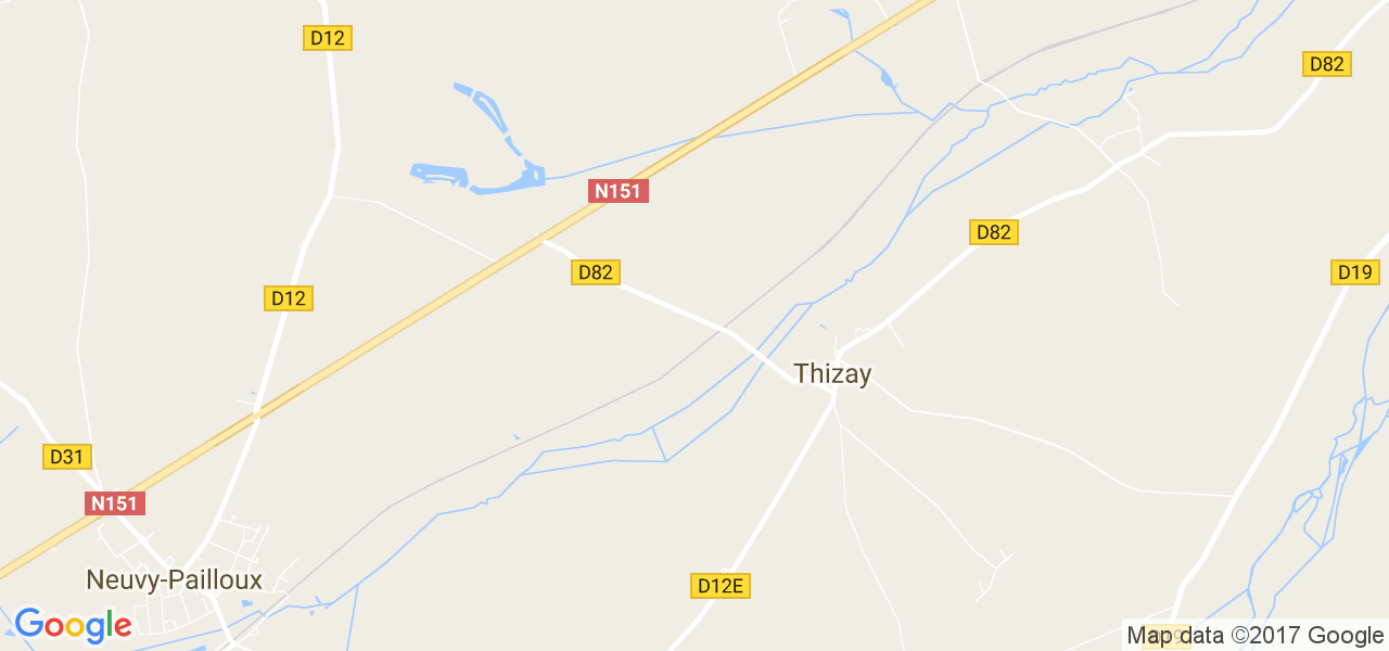 map de la ville de Thizay