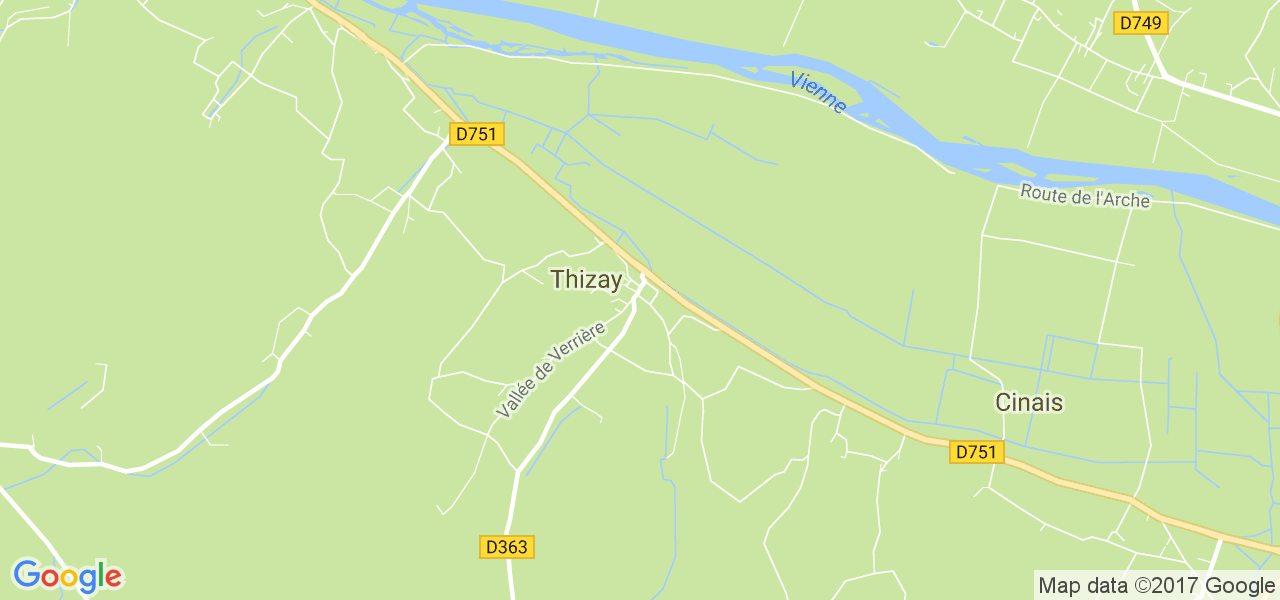 map de la ville de Thizay