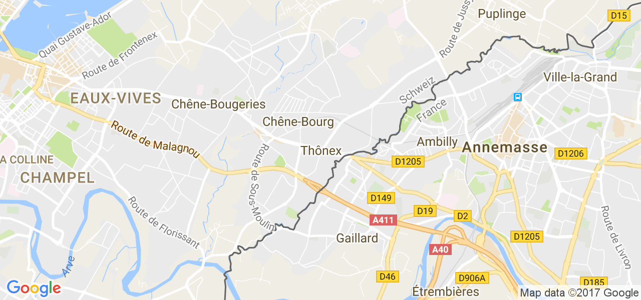 map de la ville de Thônex