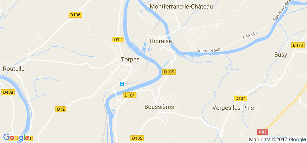 map de la ville de Thoraise