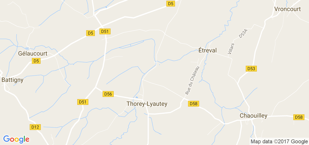 map de la ville de Thorey-Lyautey