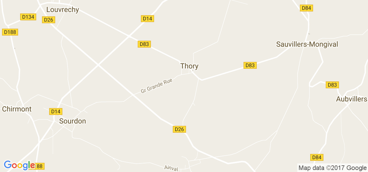 map de la ville de Thory