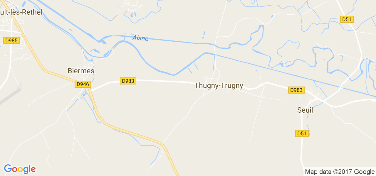 map de la ville de Thugny-Trugny