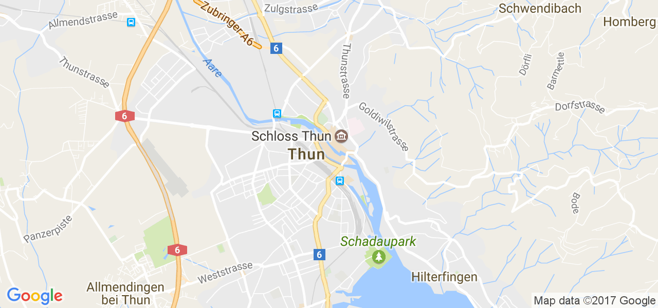 map de la ville de Thun