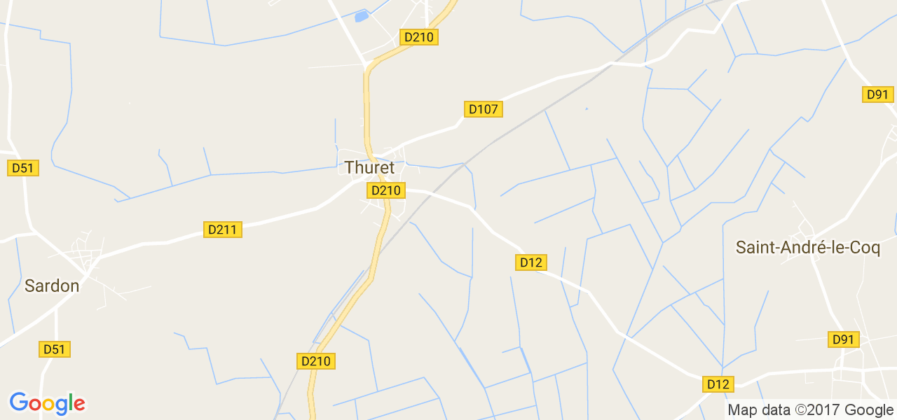 map de la ville de Thuret