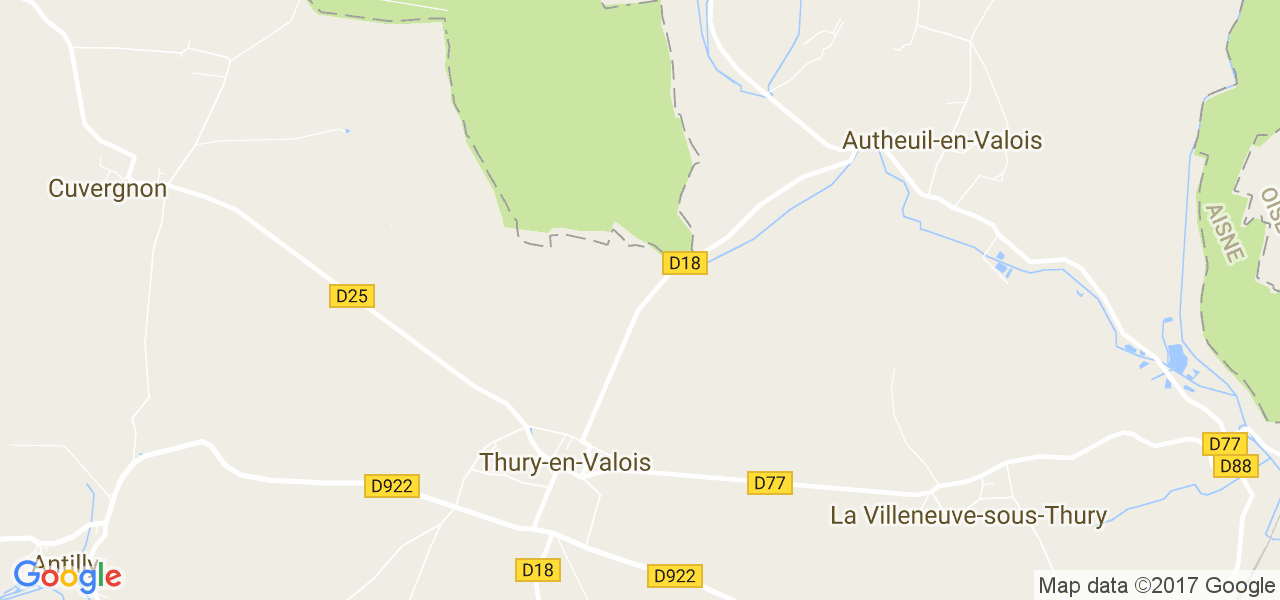 map de la ville de Thury-en-Valois