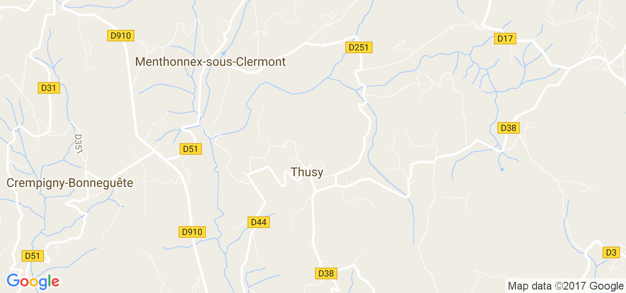 map de la ville de Thusy