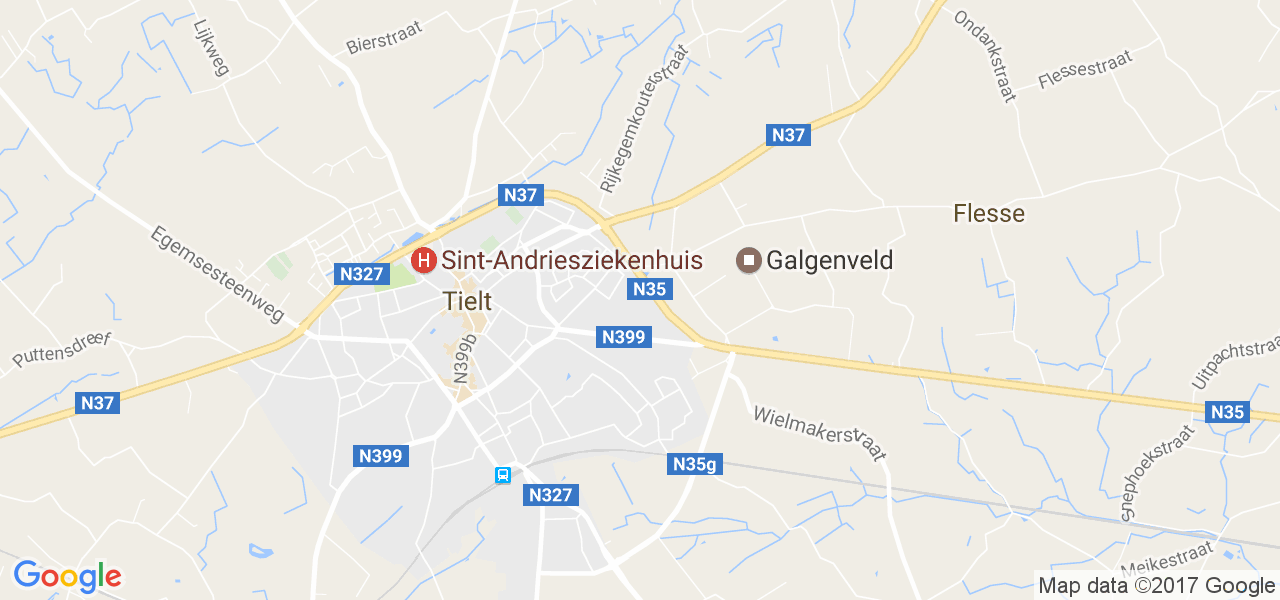 map de la ville de Tielt